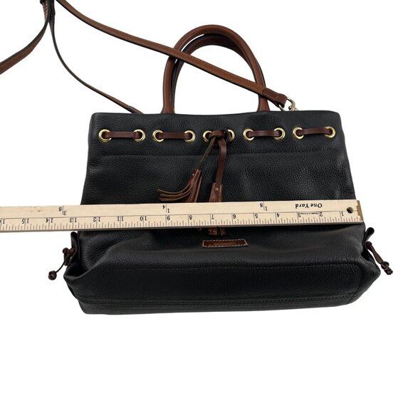 Dooney & Bourke Black Pebbled Leather Satchel Tassel Accents Handbag Vintage - Picture 9 of 9